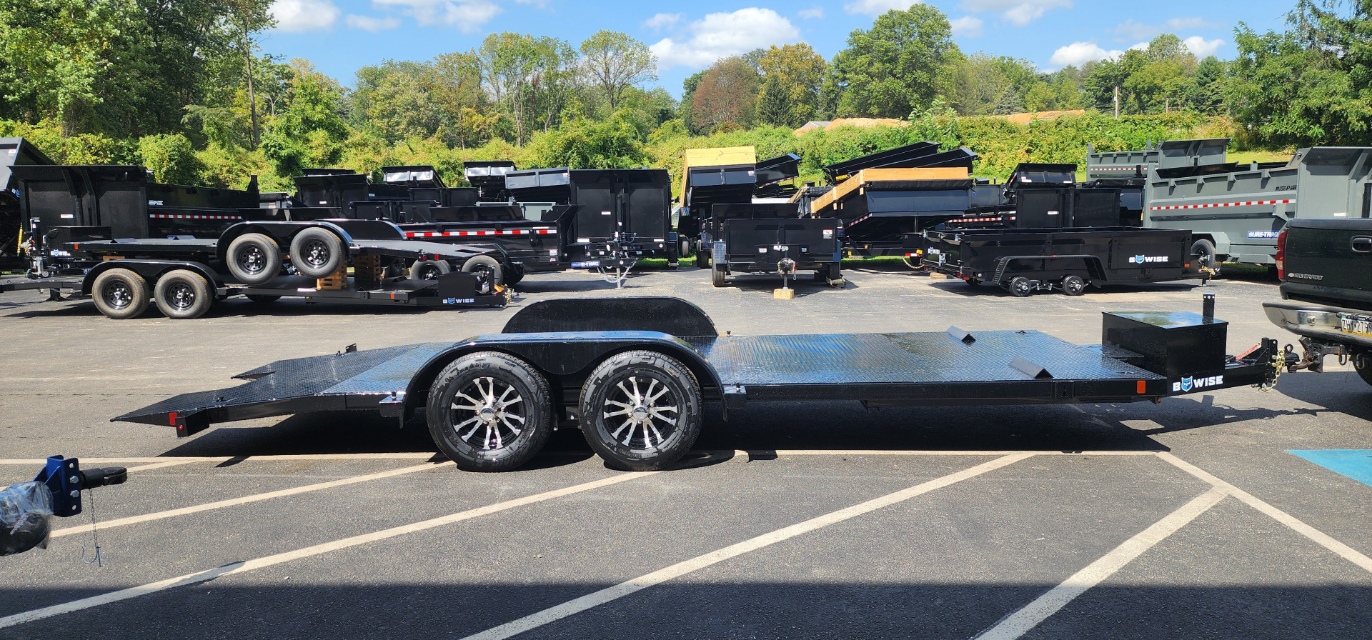 New 7 x 20 BWISE Hydraulic Tilt Bed Car Hauler Car / Racing Trailer 10k ***WINCH PACKAGE