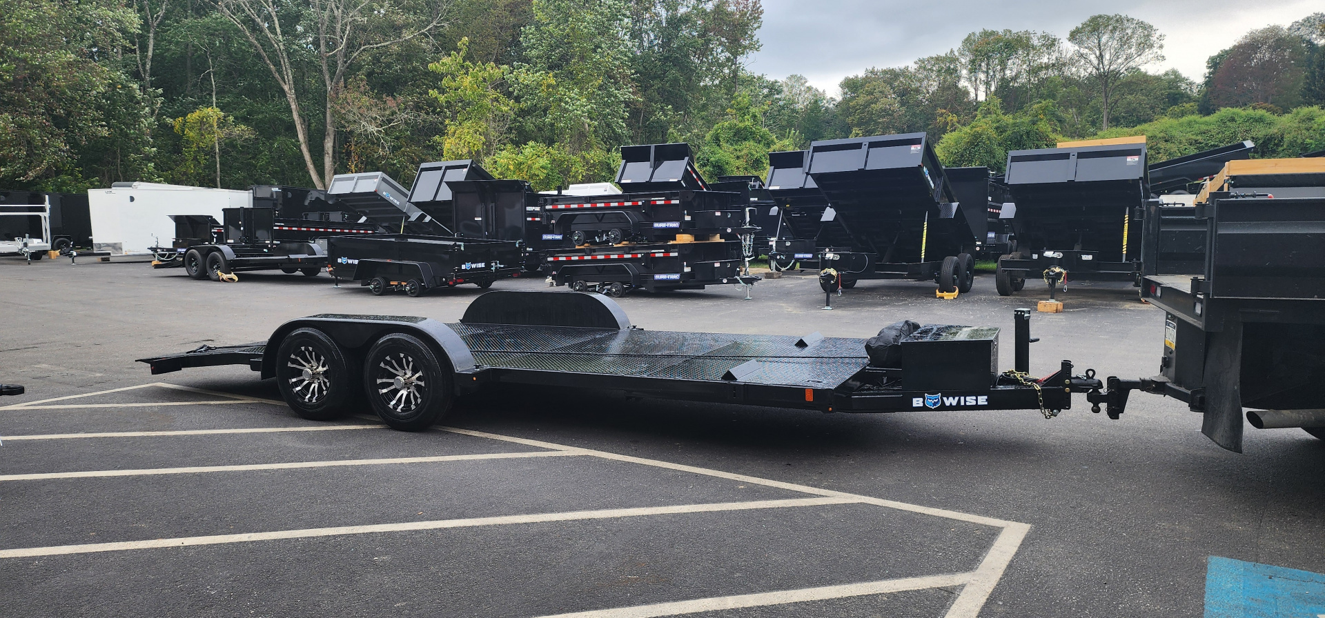 New 7 x 20 BWISE Hydraulic Tilt Bed Car Hauler Car / Racing Trailer 10k ***WINCH PACKAGE