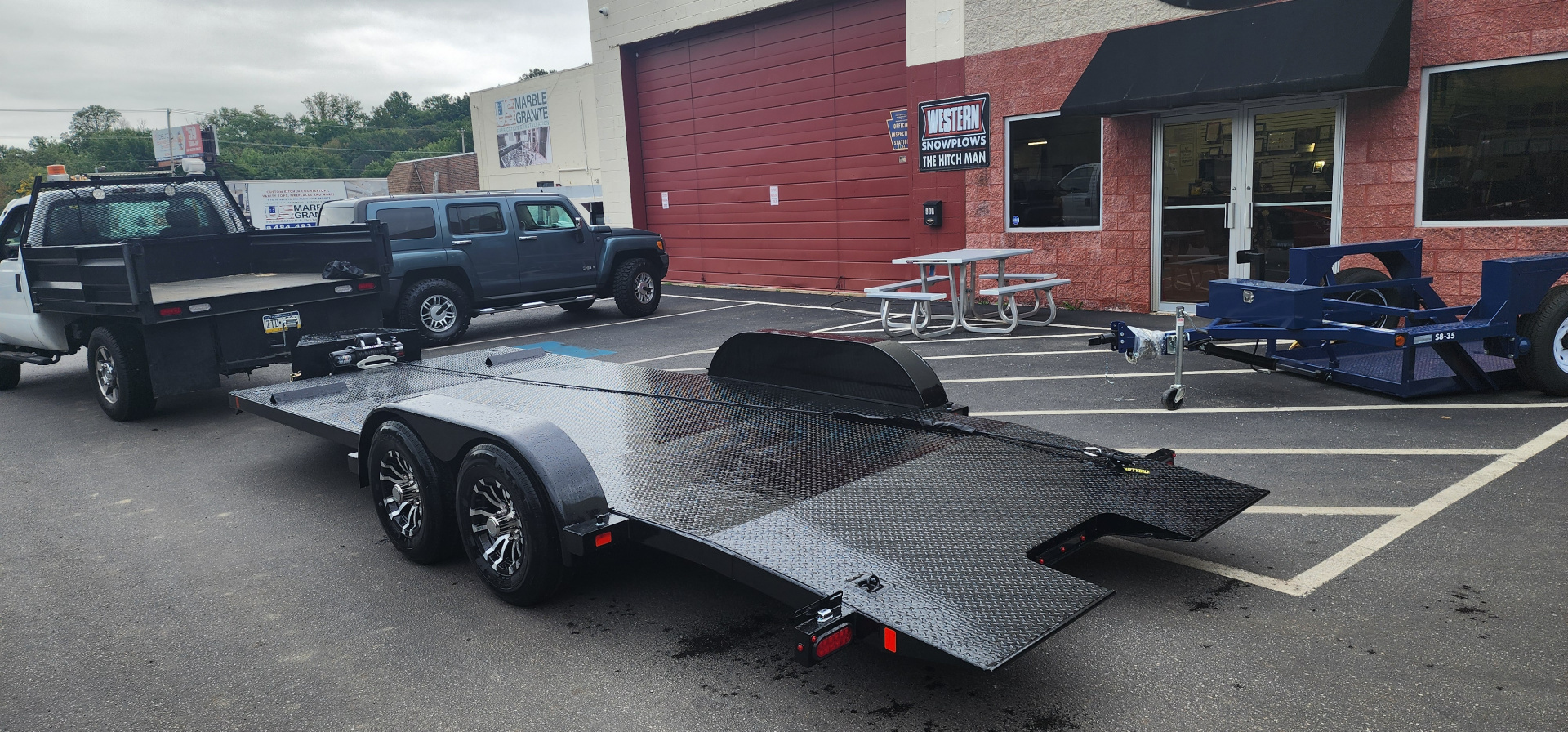 New 7 x 20 BWISE Hydraulic Tilt Bed Car Hauler Car / Racing Trailer 10k ***WINCH PACKAGE