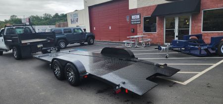 New 7 x 20 BWISE Hydraulic Tilt Bed Car Hauler Car / Racing Trailer 10k ***WINCH PACKAGE