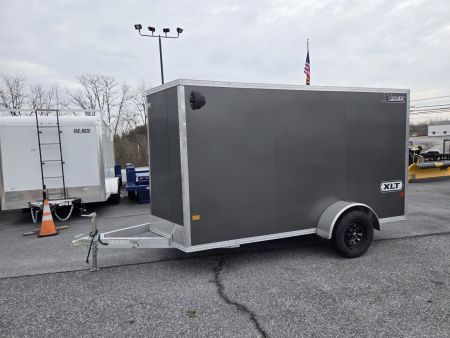 New 6 x 12 Xpress XLT Pro All-Aluminum Cargo / Enclosed Trailer, 3k GVWR ***Charcoal Gray w/Ramp Door, 6" Extra Height, Spare Tire Assy w/Inside Mount
