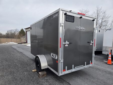 New 6 x 12 Xpress XLT Pro All-Aluminum Cargo / Enclosed Trailer, 3k GVWR ***Charcoal Gray w/Ramp Door, 6" Extra Height, Spare Tire Assy w/Inside Mount