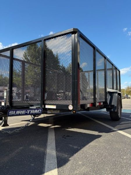 New ***BLOWOUT SALE 7 x 12 Sure-Trac 4' Mesh Side Utility Trailer 5k