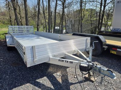 New 7 x 20 Aluma 8120-SR  Side Ramp Aluminum Utility Trailer, 7K GVWR  ****Bi-Fold Tailgate & 12  Solid Sides w/5' Removable Side Ramps