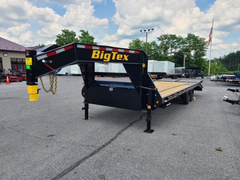 New 8.5 x 25 (20+5) Big Tex 16GN Gooseneck Deck Over Equipment Trailer, 17.5k **w/Mega Ramps & Spare Tire Assy