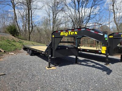 New 8.5 x 25 (20+5) Big Tex 16GN Gooseneck Deck Over Equipment Trailer, 17.5k **w/Mega Ramps & Spare Tire Assy