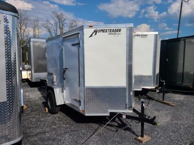 New 5 x 8 Homesteader Intrepid V-Nose Cargo Trailer, 3k GVWR ***White w/Swing Door & .030 Alum Skin