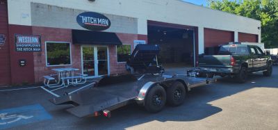New 7 x 18 BWISE Hydraulic Tilt Equipment/ Car Hauler Trailer 10k w/ SmittyBuilt Winch**BLOW OUT SALE