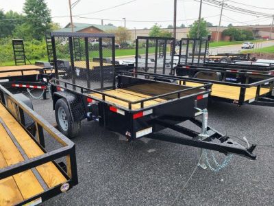 New 5 x 8 Sure-Trac Steel High Side Utility Trailer, 3k GVWR ***Spring Assist Gate, Spare Tire Mount, Set Back Jack, LED Lights