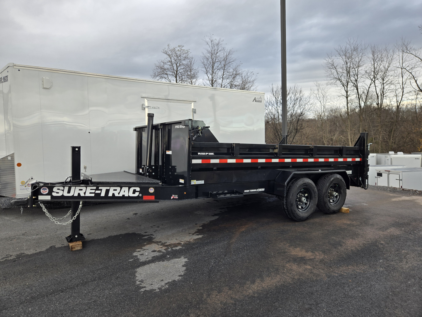 New 7 x 14 Sure-Trac Pro-Series I-Beam Frame Telescopic Dump Trailer, 15.4k GVWR w/ Hydraulic Jack