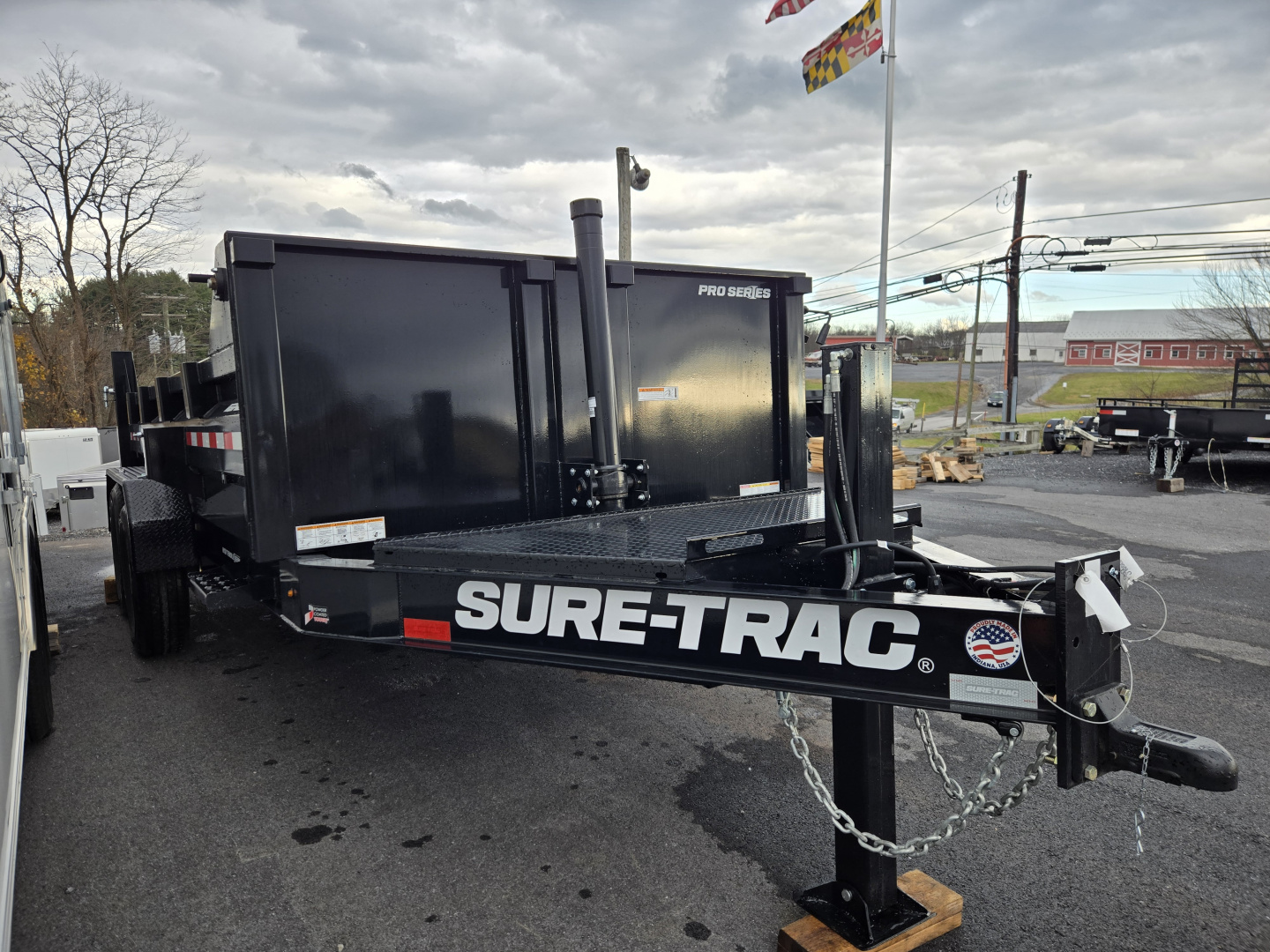 New 7 x 14 Sure-Trac Pro-Series I-Beam Frame Telescopic Dump Trailer, 15.4k GVWR w/ Hydraulic Jack
