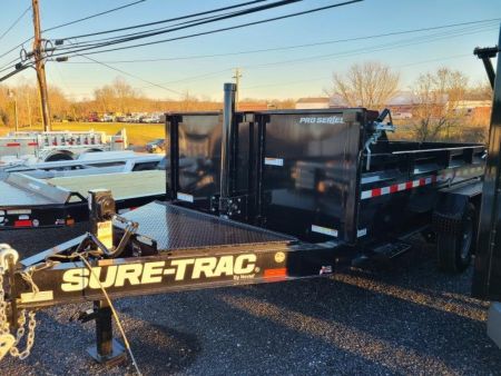 New 7 x 14 Sure-Trac Pro-Series I-Beam Frame Telescopic Dump Trailer, 15.4k GVWR w/ Hydraulic Jack