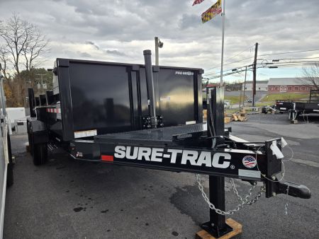 New 7 x 14 Sure-Trac Pro-Series I-Beam Frame Telescopic Dump Trailer, 15.4k GVWR w/ Hydraulic Jack
