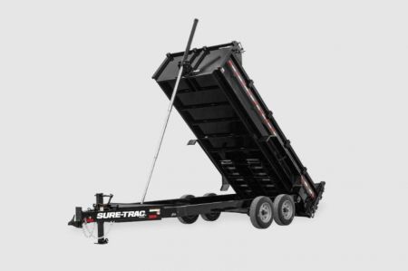 New 7 x 14 Sure-Trac Pro-Series I-Beam Frame Telescopic Dump Trailer, 15.4k GVWR w/ Hydraulic Jack