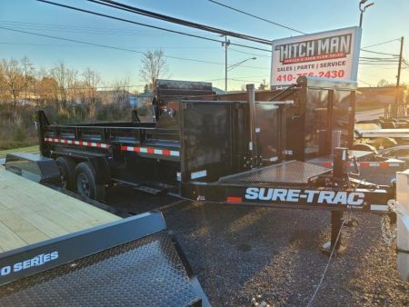 New 7 x 14 Sure-Trac Pro-Series I-Beam Frame Telescopic Dump Trailer, 15.4k GVWR w/ Hydraulic Jack