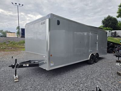 New 8.5 x 24 Car-Mate Custom Enclosed Car Trailer, 10K GVWR ***Silver w/6k Torsion Axles, 6  Extra Height, & Get-Out Door