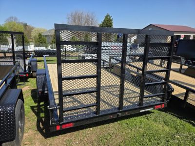 New 7 X 14 Sure-Trac HD Single Axle Tube Top Utility, 5k GVWR ***Electric Brakes & 5' Reinforced Ramp Gate