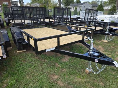 New 7 X 12 Sure-Trac Tandem Axle Tube Top Utility, 7k GVWR ***w/Spring Assist Reinforced Gate, Spare Mount & Set-Back Jack