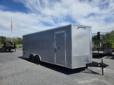 New 8.5 x 20 Homesteader Intrepid V-Nose Enclosed Car Trailer, 7k GVWR ***Silver PolyCor Exterior w/ Ramp Door Pkg