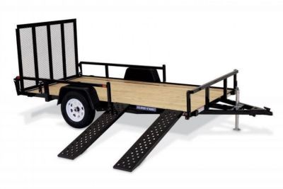 New 7 x 12 Sure-Trac Tube Top ATV Landscape Trailer, 3k GVWR ***w/Side Loading Ramps, Spring Assist Gate, Set Back Jack, & Spare Mount