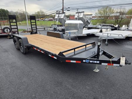 New 7 x 18 B-Wise EH18-12 Low Profile Implement Equipment Trailer, 12K GVWR **Adj. Coupler, 5' Ramps