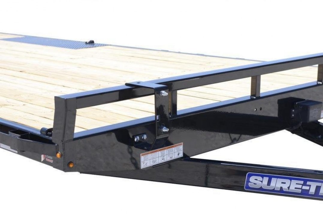 New 8.5 X 20 Sure-Trac Low Profile Flat Deck Deckover Trailer, 10k GVWR ***w/Slide In Ramps