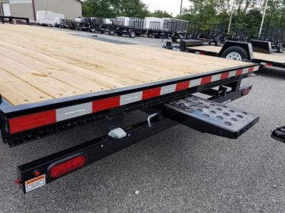 New 8.5 X 20 Sure-Trac Low Profile Flat Deck Deckover Trailer, 10k GVWR ***w/Slide In Ramps