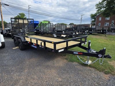 New 7 X 18 Sure-Trac HD Tube Top Utility Landscape Trailer, 10k GVWR **w/5' Reinforced Tailgate & Adj. Coupler