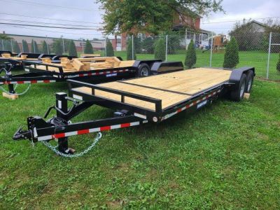 New 7' x 22' (18'+4') Sure-Trac Tilt Bed Equipment Trailer 14K GVWR **w/4' Stationary Deck
