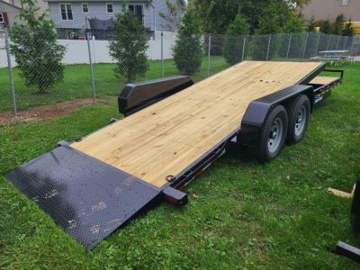 New 7' x 22' (18'+4') Sure-Trac Tilt Bed Equipment Trailer 14K GVWR **w/4' Stationary Deck