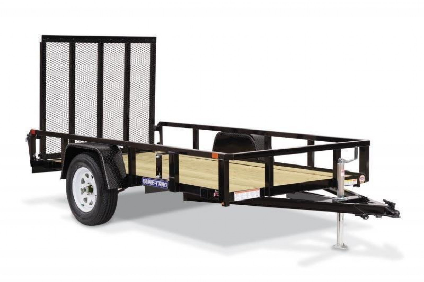 New 6 x 12 Sure-Trac Tube Top Utility Trailer, 3k GVWR **w/ Spring Assist Fold-Flat Gate, Spare Mount, Set-back Jack
