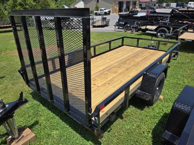 New 6 x 12 Sure-Trac Tube Top Utility Trailer, 3k GVWR **w/ Spring Assist Fold-Flat Gate, Spare Mount, Set-back Jack