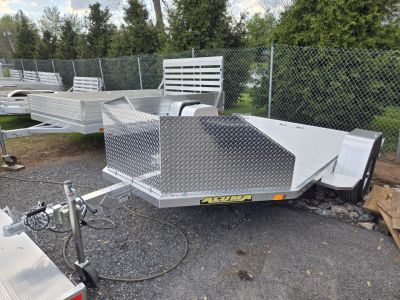 New 6.5' X 11' Aluma MC210 2 Place Motorcycle Trailer, 3K GVWR ***w/ Stone Guard, 2 Wheel Chocks, Slide-Out Ramp