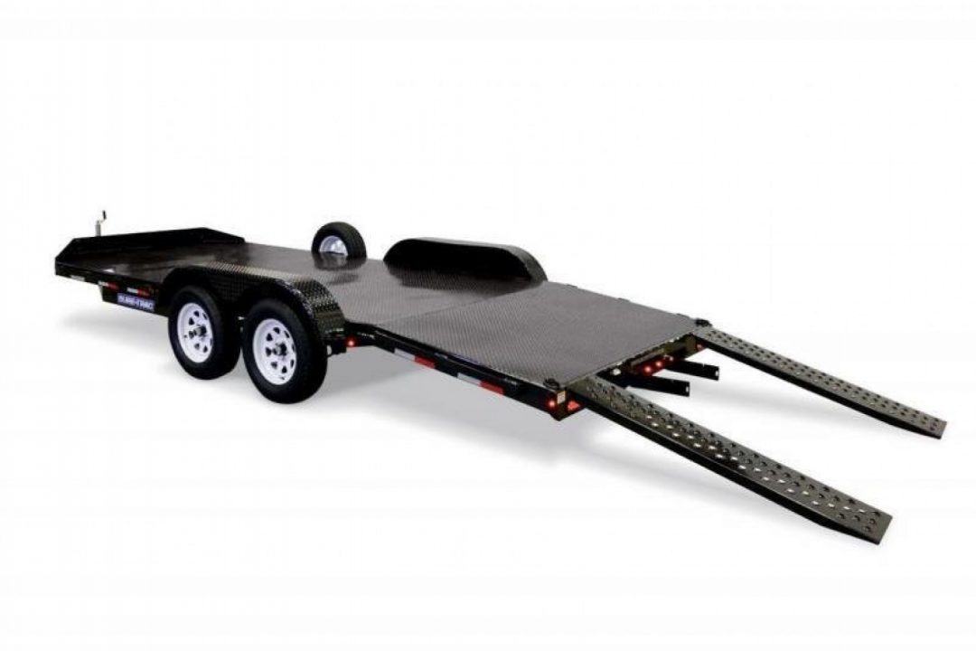 New 7 x 20 Sure Trac Steel Deck Car Hauler, 10k GVWR **w/ Both Removable Fenders, Winch Plate, Alum Wheels, Toolbox