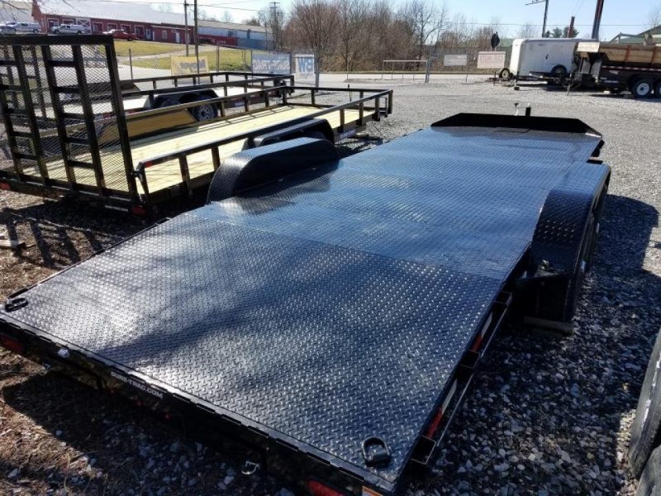 New 7 x 20 Sure Trac Steel Deck Car Hauler, 10k GVWR **w/ Both Removable Fenders, Winch Plate, Alum Wheels, Toolbox