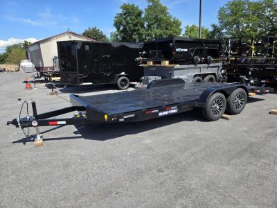 New 7 x 20 Sure Trac Steel Deck Car Hauler, 10k GVWR **w/ Both Removable Fenders, Winch Plate, Alum Wheels, Toolbox