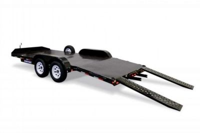 New 7 x 20 Sure Trac Steel Deck Car Hauler, 10k GVWR **w/ Both Removable Fenders, Winch Plate, Alum Wheels, Toolbox
