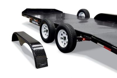 New 7 x 20 Sure Trac Steel Deck Car Hauler, 10k GVWR **w/ Both Removable Fenders, Winch Plate, Alum Wheels, Toolbox