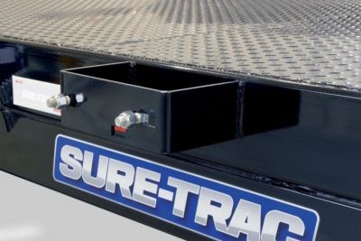 New 7 x 20 Sure Trac Steel Deck Car Hauler, 10k GVWR **w/ Both Removable Fenders, Winch Plate, Alum Wheels, Toolbox