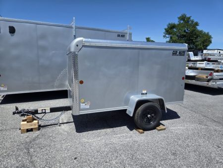 New 4 x 8.5 Car-Mate Custom Cargo Trailer, 2k GVWR **Silver w/12v Int. Light & Black Spoke Wheels