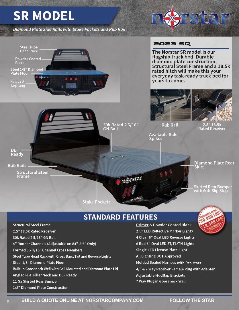 New 2024 NORSTAR SR 84" X 84"_40 CTA Truck Bed