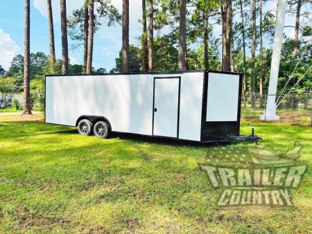 New 2026 8.5 x 24 Enclosed Car / Toy Hauler Cargo Trlr w/ Custom Blackout Package