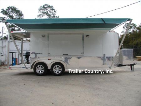 New 2026 NEW 7 X 14 + 4' Open Porch TAIL GATE CONCESSION TRAILER LOADED W/ OPTIONS