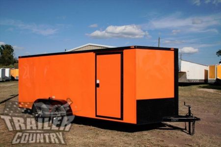 New 2026 NEW 7 X 16 Tandem Axle, Enclosed Motorcycle Cargo Trailer w/BLACKOUT Pkg