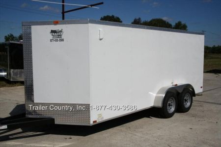 New 2026 Brand New 7 X 16 Tandem Axle, V-Nosed Enclosed Motorcycle Cargo Trailer