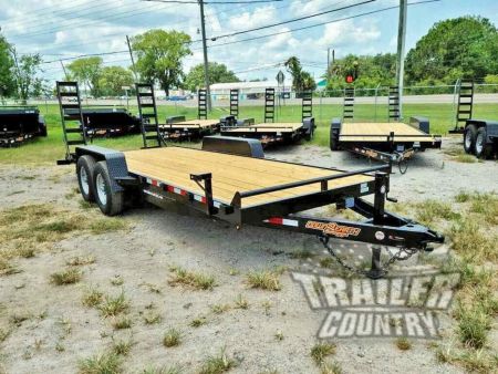 New 2026 NEW 7' x 20' (18' + 2') Flatbed Equipment Hauler Trailer w/ Dove Tail