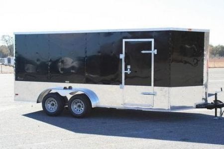 New 2026 NEW 7 x 16 V-NOSE ENCLOSED CARGO MOTORCYCLE TRAILER - TOURING PACKAGE