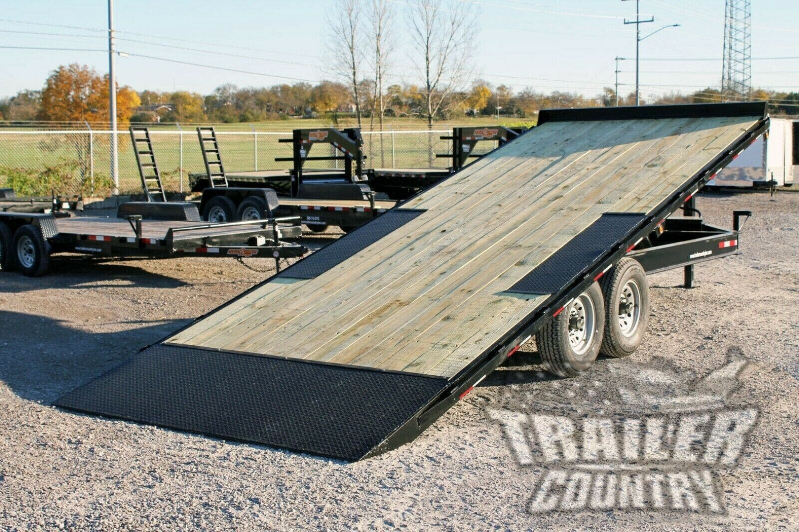 New 2026 NEW 102'' x 22' Heavy Duty Bumper Pull Wood Deck Power Up & Down Tilt Deck Trailer