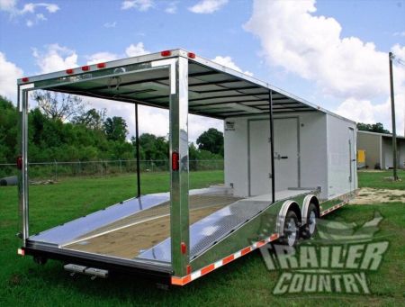 New 2026 NEW 8.5 x 30 Hybrid Trailer w/Open Deck Car/Toy Hauler & Pullout Ramps