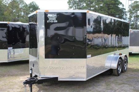 New 2026 Brand New Model 7 X 16 Tandem Axle, V-Nosed Enclosed Motorcycle Cargo Trailer